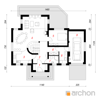 Maja lavendlites 1. korruse plaan