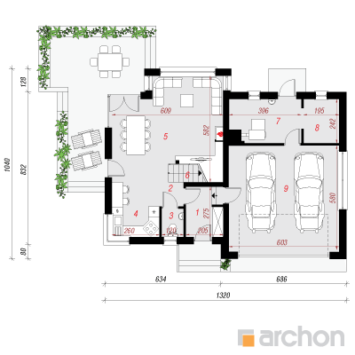  Maja litseade all (G2) 1. korruse plaan