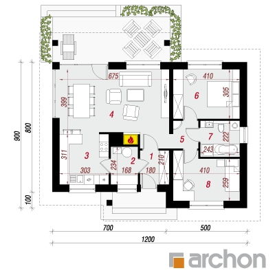  Maja harilikes sparmanniates 1. korruse plaan