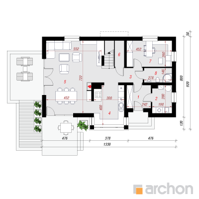  Maja vorstirohtudes 2(N) 1. korruse plaan