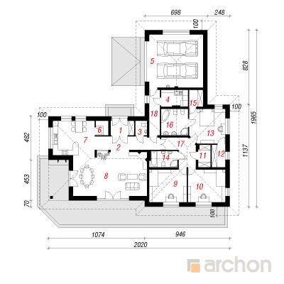  Maja moonides 1. korruse plaan