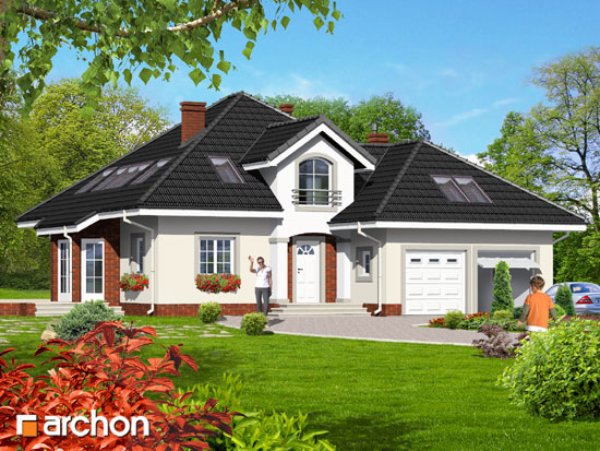 Maja purpur-kannatuslilledes (G2) eestvaade