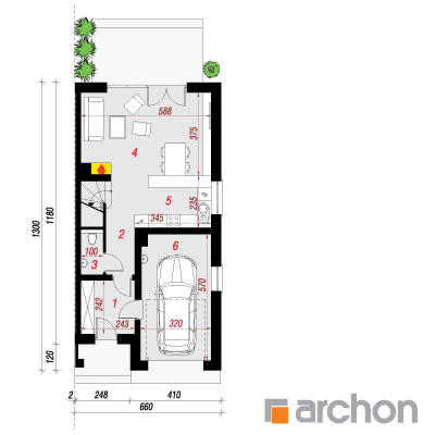  Maja hõlmikpuudes (GB) 1. korruse plaan