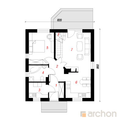  Miniatuurne 1. korruse plaan