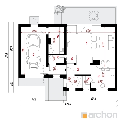  Maja mürtides 1. korruse plaan