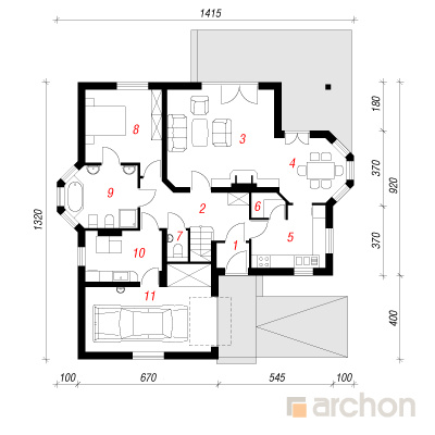  Maja lehistes 1. korruse plaan
