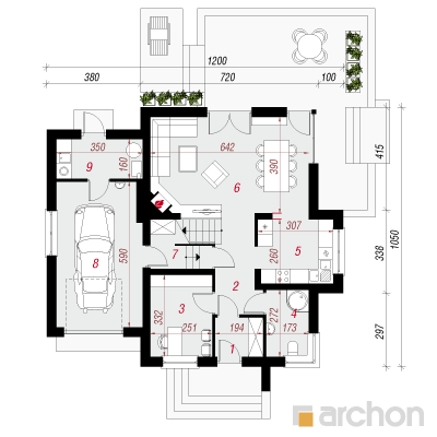  Maja aprikoosipuudes (N) 1. korruse plaan