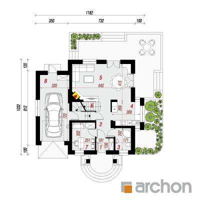  Maja aprikoosipuudes (P) 1. korruse plaan