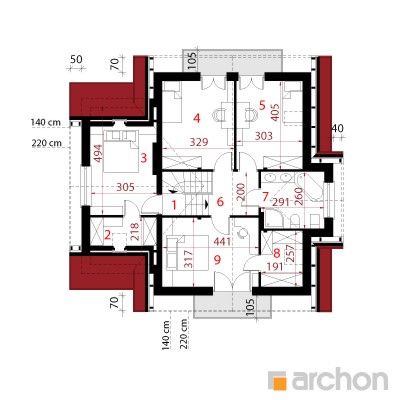  Maja aprikoosipuudes 2. korruse plaan