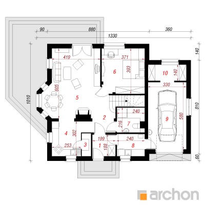  Maja nektariinipuudes 1. korruse plaan