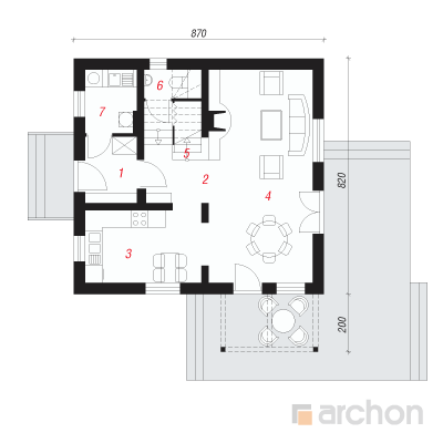  Maja oleandrites 1. korruse plaan