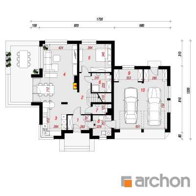  Maja punes (N) 1. korruse plaan