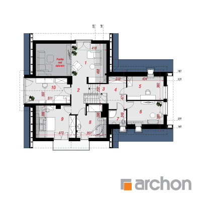  Maja punes (N) 2. korruse plaan