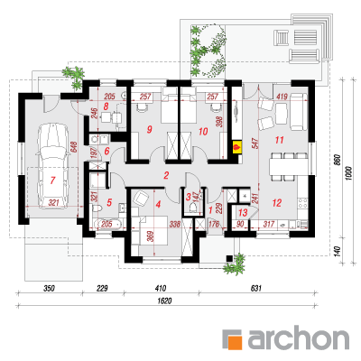  Maja aed-õunapuudes 1. korruse plaan