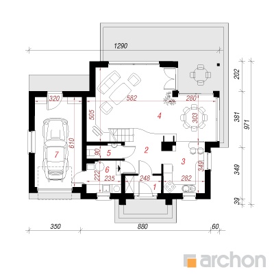  Maja piiniates 2 1. korruse plaan