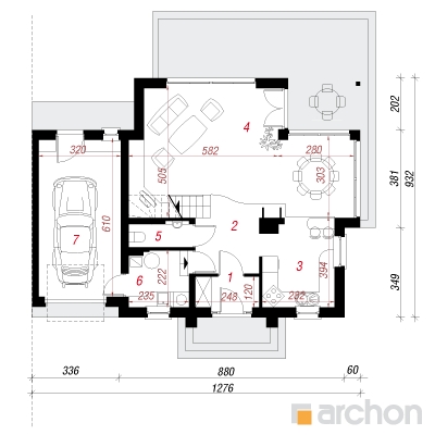  Maja piiniates 1. korruse plaan