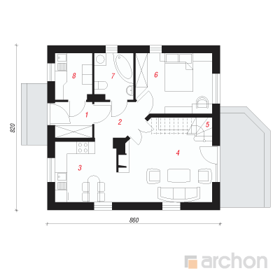  Maja metsmaasikates 1. korruse plaan