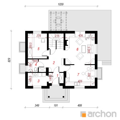  Maja priimulates (P) 1. korruse plaan