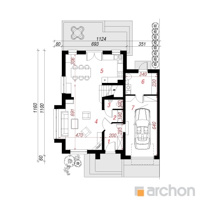  Maja rabarberites (B) 1. korruse plaan