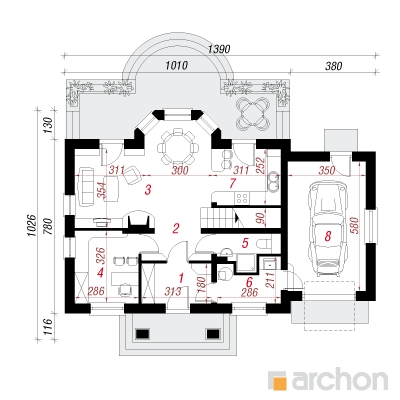  Maja robiiniates (G) 1. korruse plaan