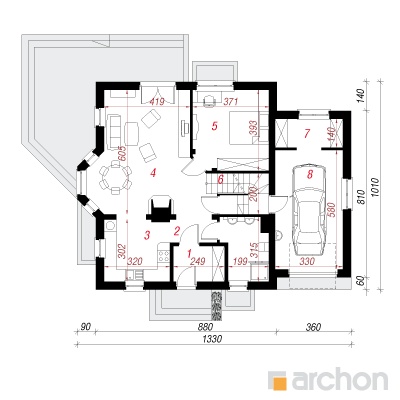  Maja rododendronites 5(P) 1. korruse plaan