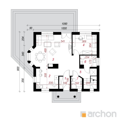  Maja rododendronites 6 (W) 1. korruse plaan
