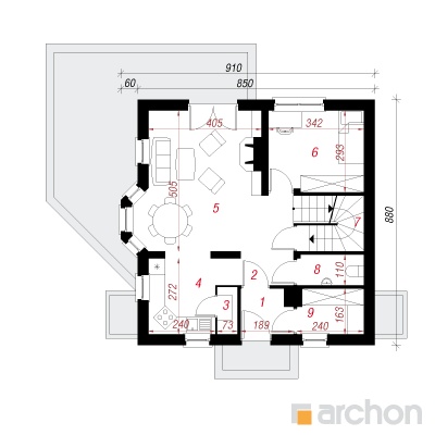  Maja rododendronites (P) 1. korruse plaan