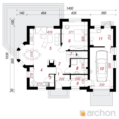  Maja rododendronites 8 1. korruse plaan