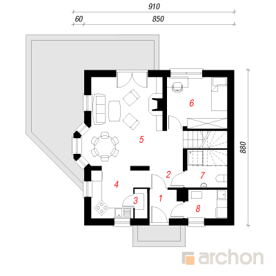  Maja rododendronites 1. korruse plaan