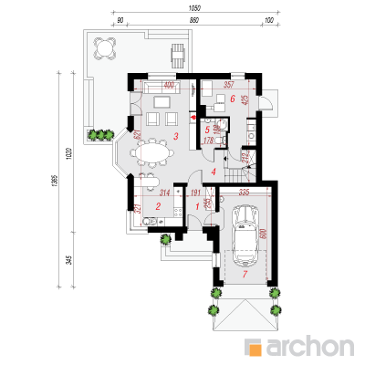  Maja põld-võõrkapsastes (N) 1. korruse plaan