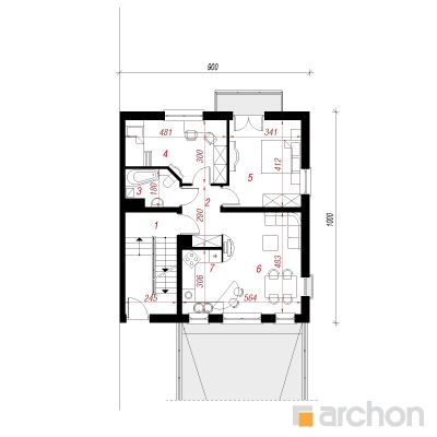  Maja saago-palmlehikutes 2(P) 1. korruse plaan