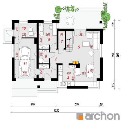  Maja tõlviklehtedes 1. korruse plaan