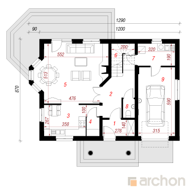 Maja kobarhüatsintides 1. korruse plaan