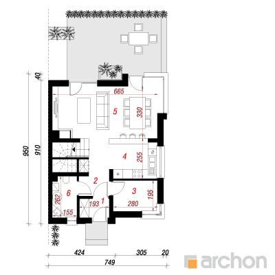  Maja tamarillodes (B) 1. korruse plaan