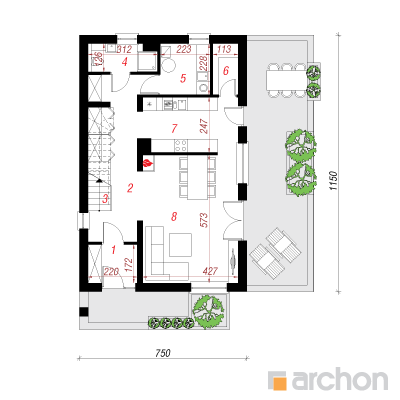  Maja kalmustes (N) 1. korruse plaan