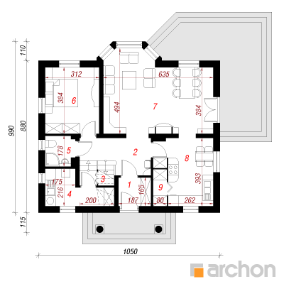  Maja maasikates 1. korruse plaan