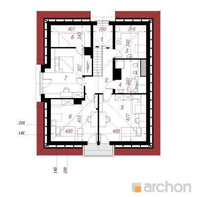  Maja tüümianides (N) 2. korruse plaan