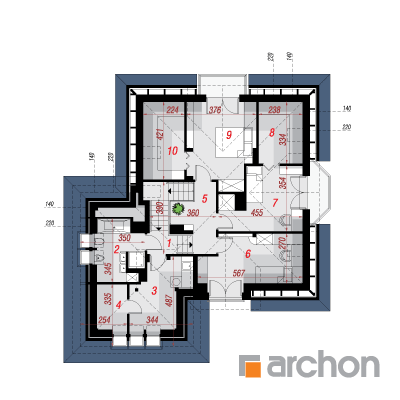 Maja jalakaliste all (N) 2. korruse plaan