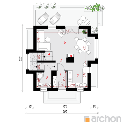  Maja viinapuudes (PN) 1. korruse plaan