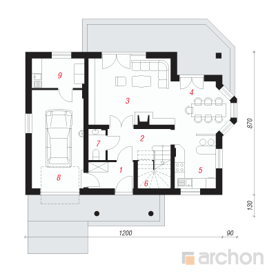 Maja viinamarjaistanduses 2 1. korruse plaan