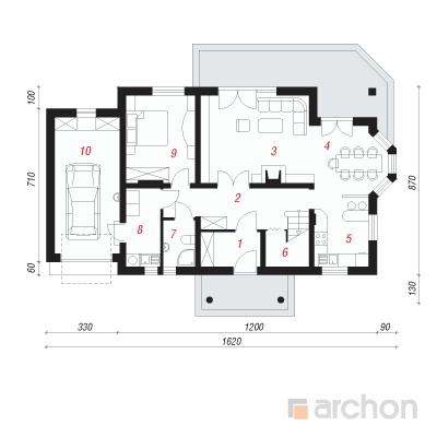  Maja viinamarjaistanduses 1. korruse plaan