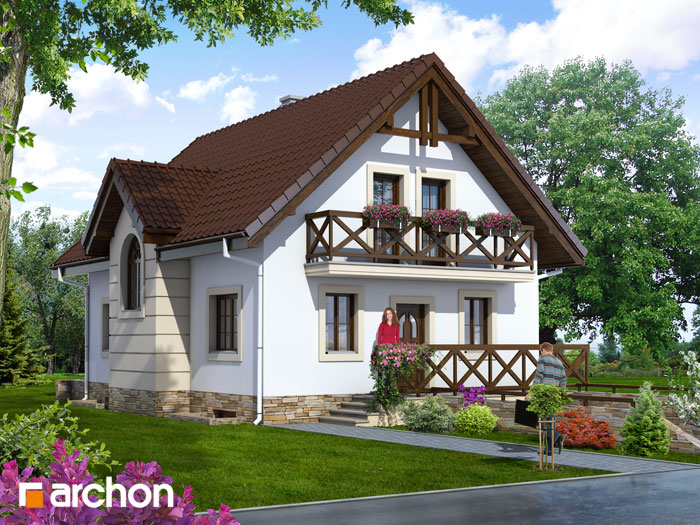 Maja luudpõõsastes eestvaade