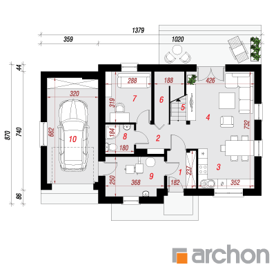  Maja rohtliiliates (G) 1. korruse plaan