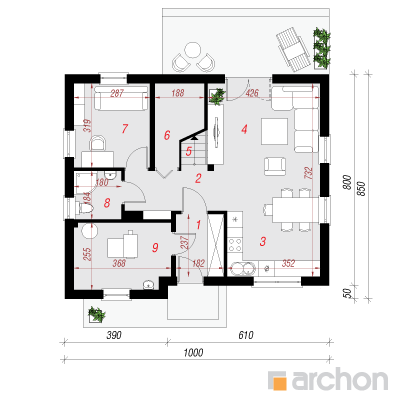 Maja rohtliiliates 1. korruse plaan